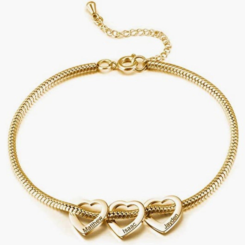 Women's Stainless Steel Heart Shaped Love Name Bracelets