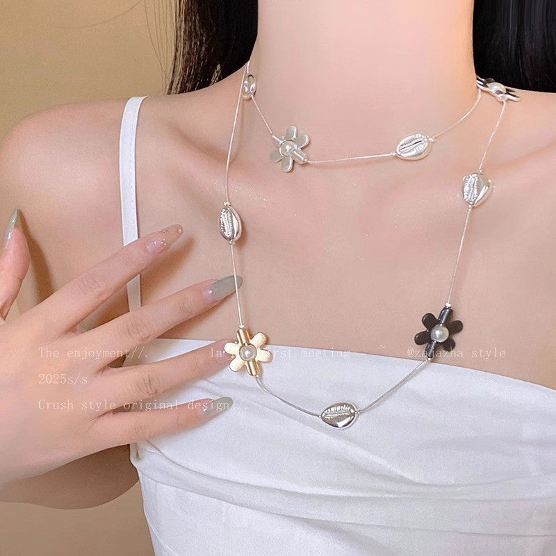 Vacation Exaggerated Style Flower Fashionable Niche Design Necklaces