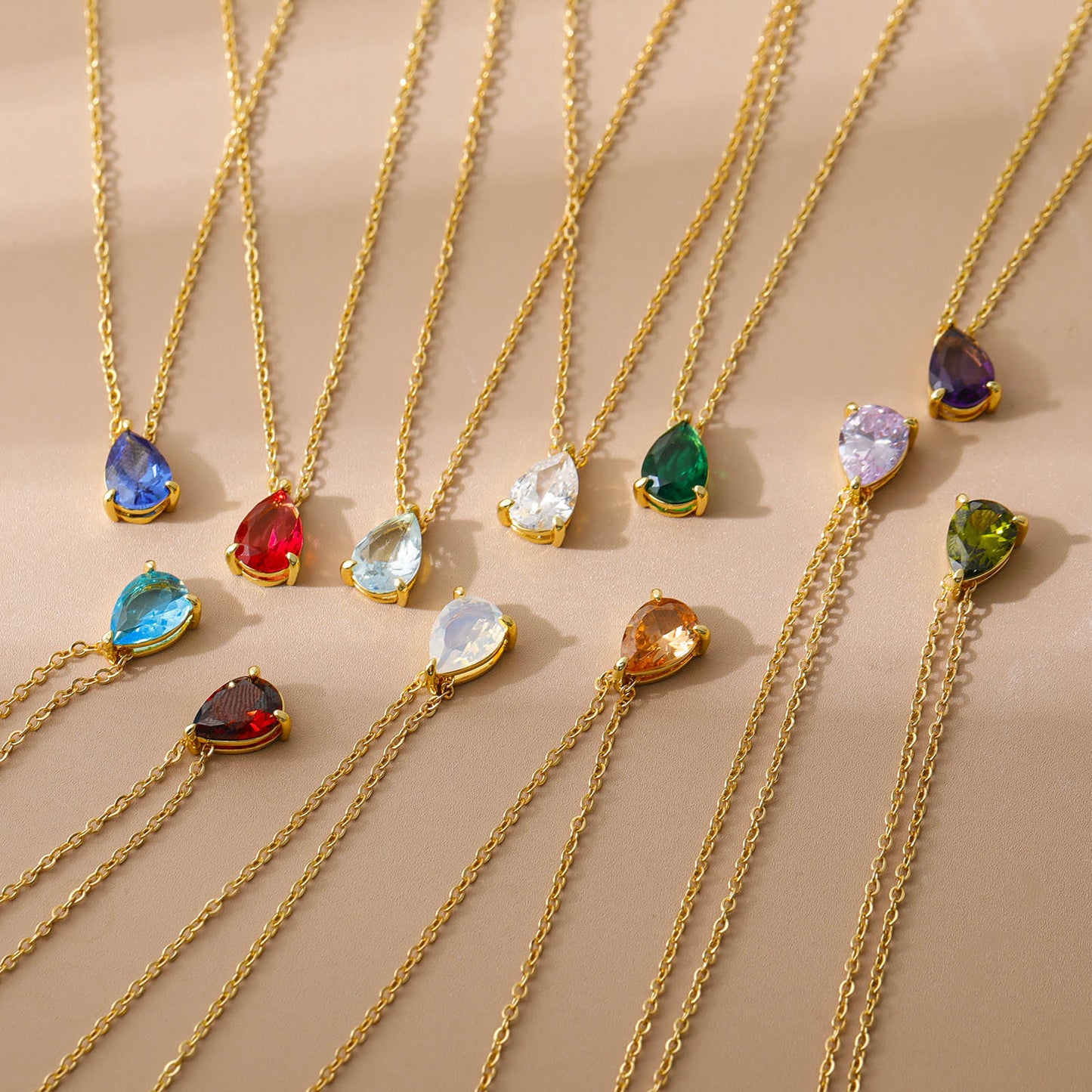 Drop Zircon Month Birthstone Birthstones Pear-shaped Necklaces