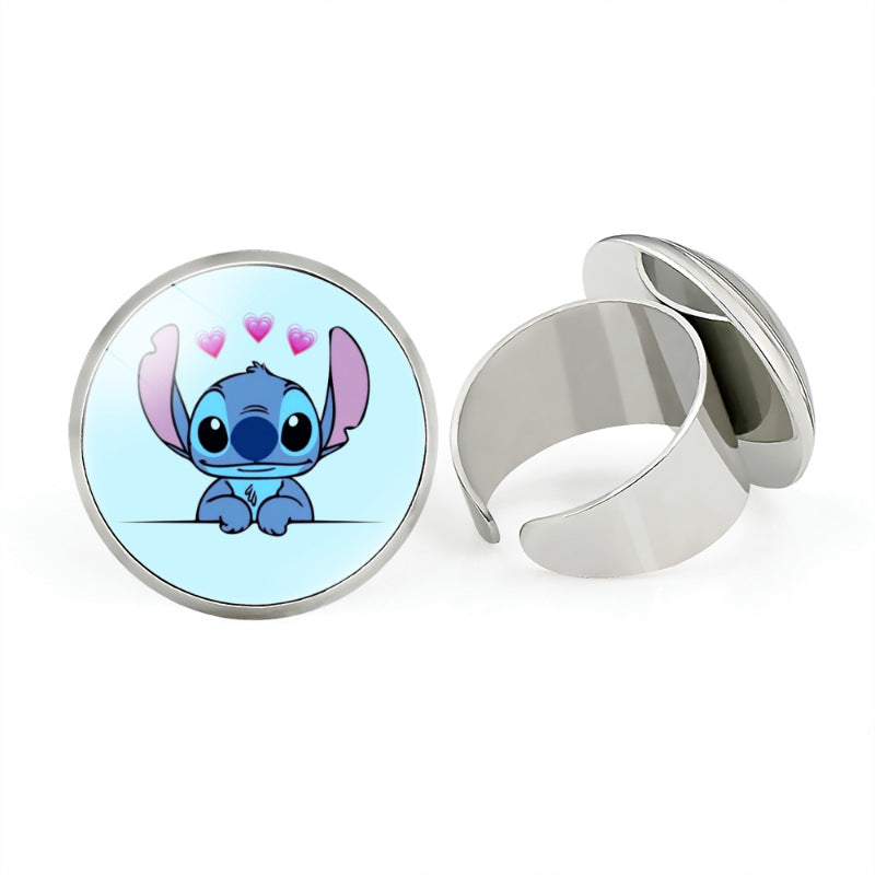 Star Stitch Cartoon Pattern Open Adjustable Rings