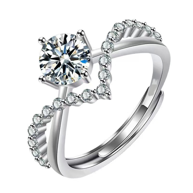 Live Broadcast Sier Moissanite Female Karat Rings