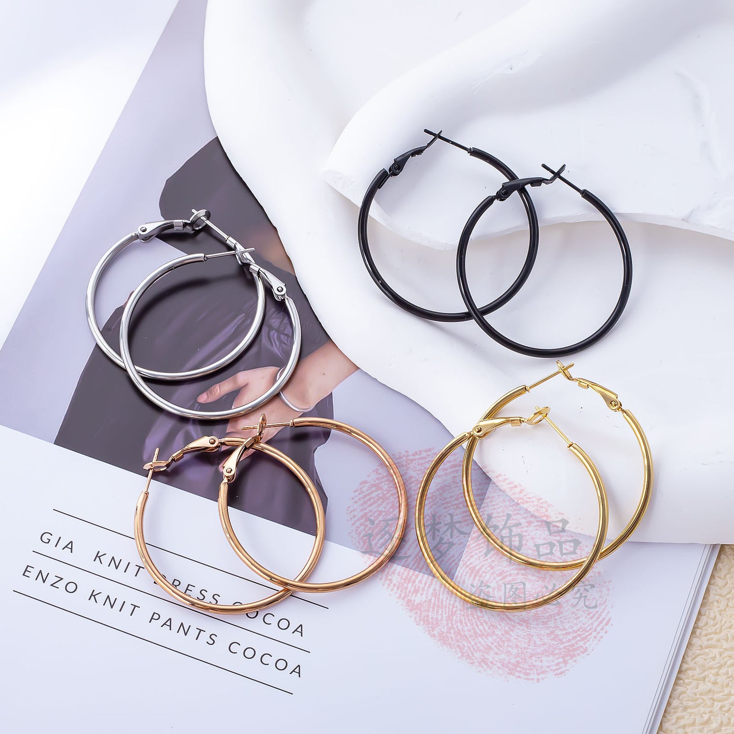 Circle Fashion Atmospheric Spring Shrimp Bow Buckle Earrings