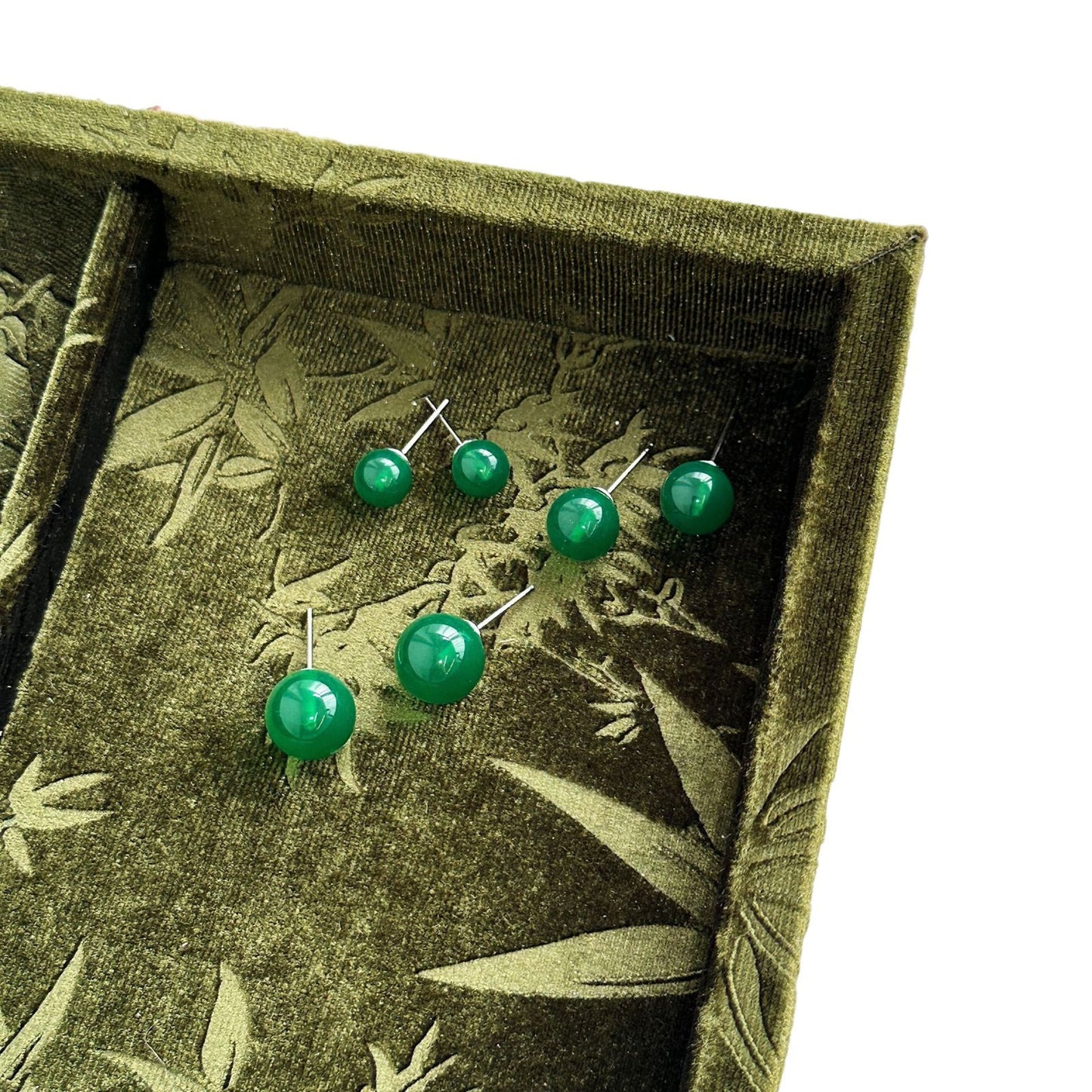 Chinese Style Imitation Jasper Green Ear Rings