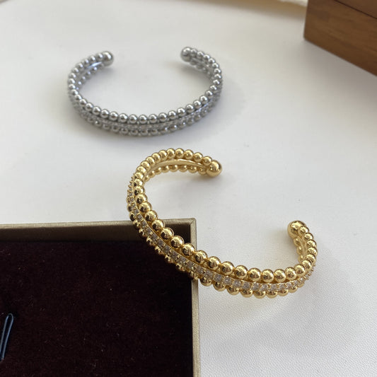 Minimalist Geometric Beads Zircon Opening Female Light Luxury Bracelet