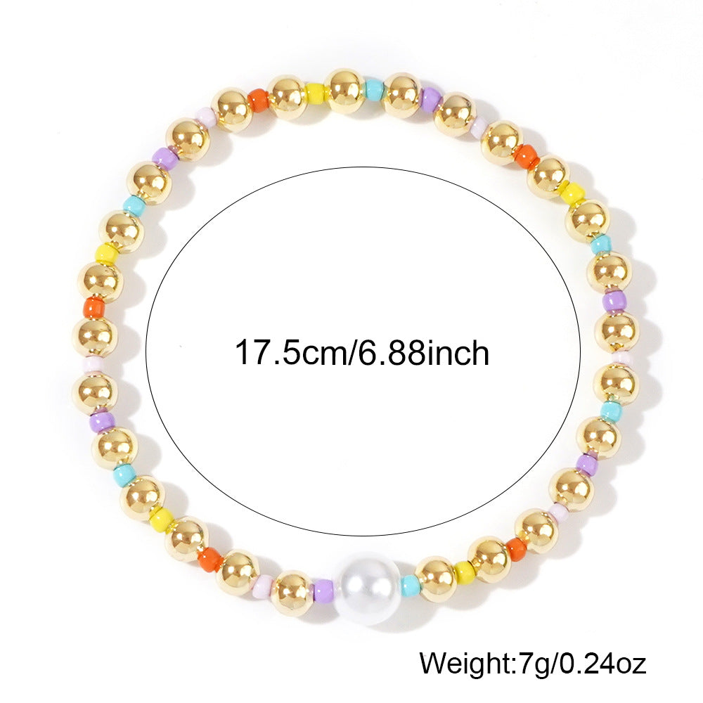 Women's Fashion Style Copper Bead Imitation Pearl Bracelets