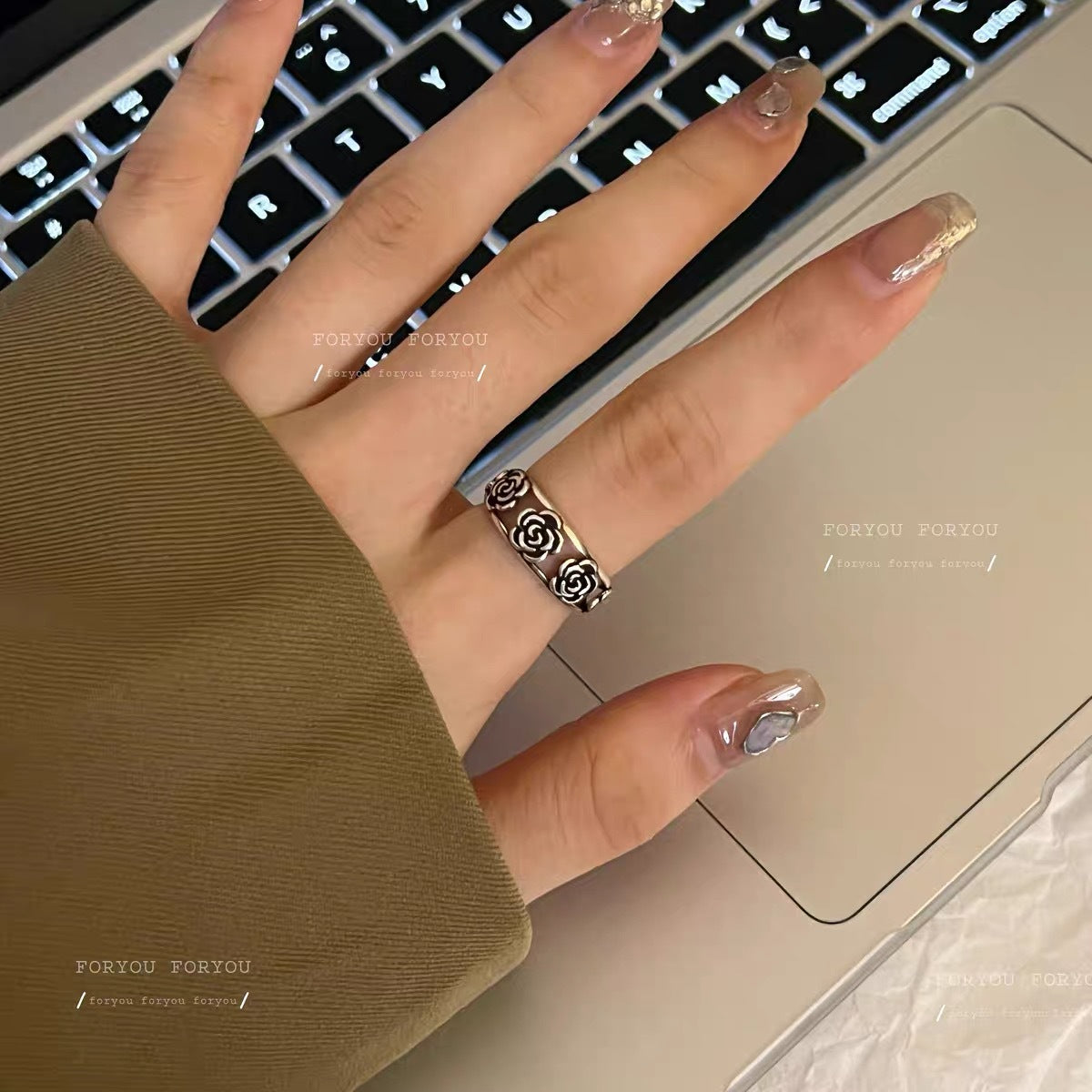 Rose Female Style Niche Design Open Rings