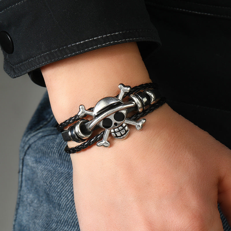 Minimalist Creative Alloy Skull Leather Personality Bracelets