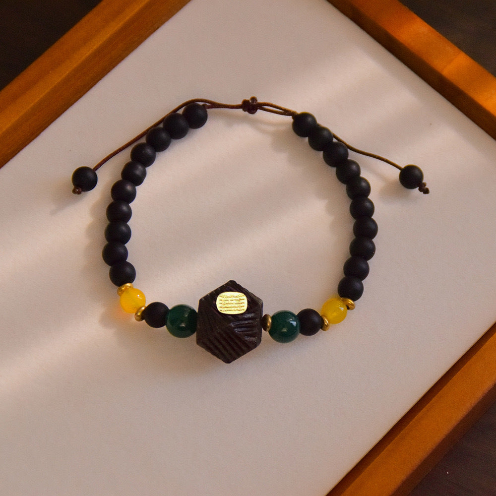 Women's & Men's Retro Ethnic Style Agate Ox Bone Rosary Bracelet