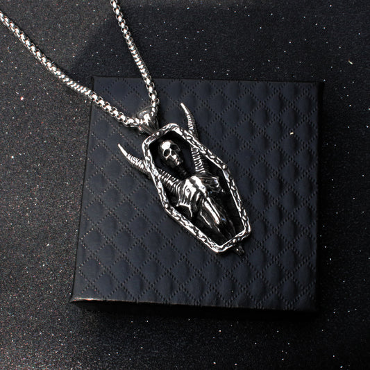 Stainless Steel Sheep Head Skull Punk Necklaces