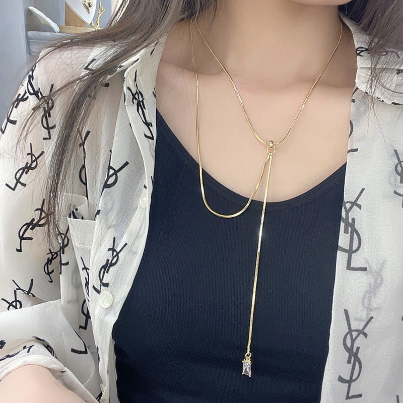 Women's Simple Long Snake Bones Chain Light Necklaces