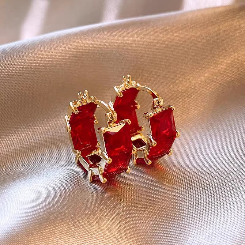 Women's Sier Needle Red Retro Affordable Luxury High-grade Earrings