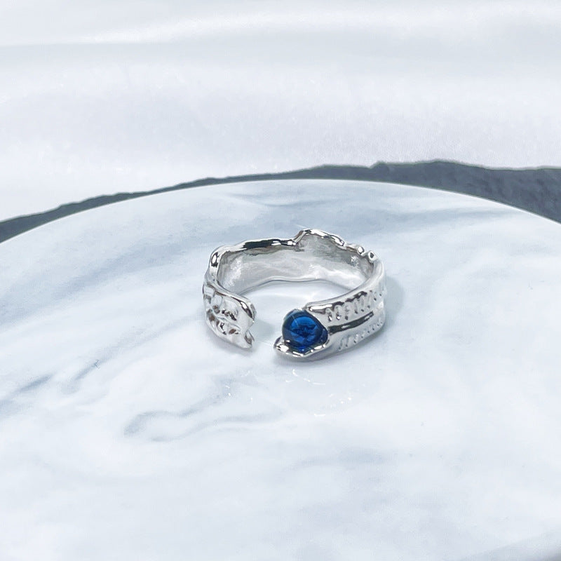 Female Niche Irregular Blue Series Simple Refined Stylish Versatile Rings