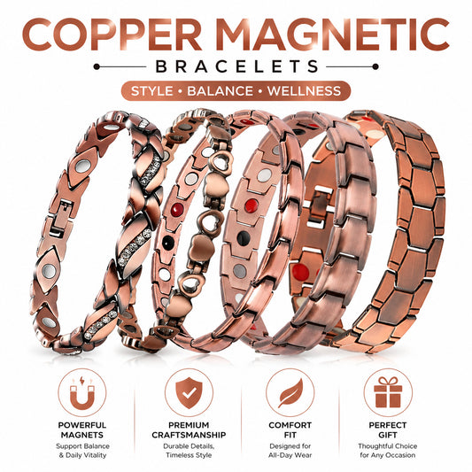 Men's Bronze Magnet Retro Wide Row Full Bracelet