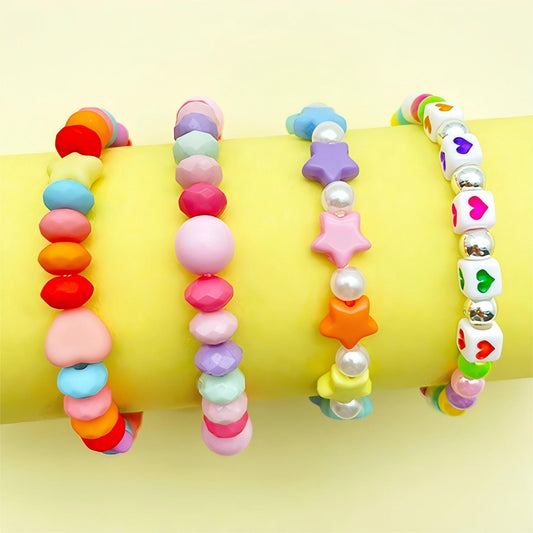 Children's Colorful Pearl Heart-shaped Beaded Cute Candy Accessories Stall Bracelets