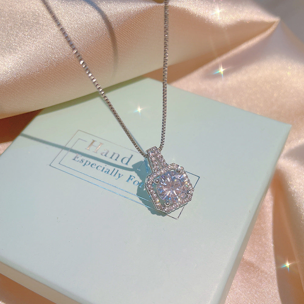 Zircon Square Diamond Clavicle Chain Simple High Carbon Artificial Ear Pendants