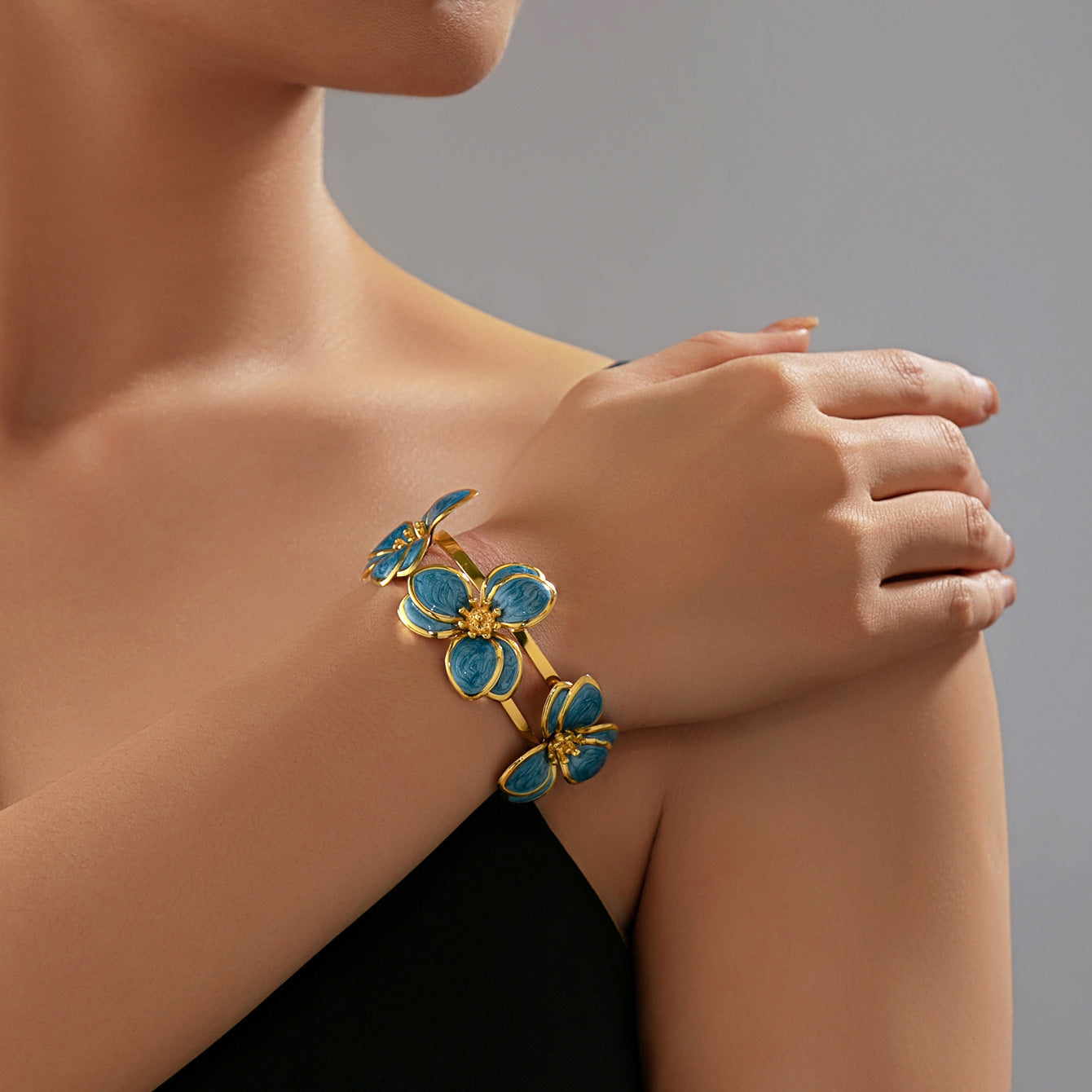 Geometric Metal Open Trend Wild Glaze Flowers Bracelets