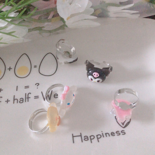 Dog Clow Cute Resin Couple Soft Rings