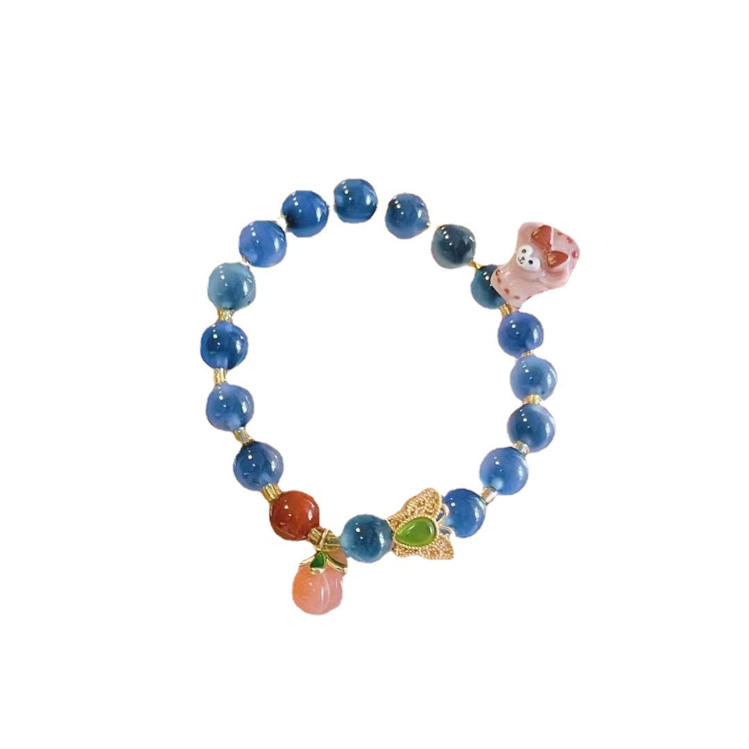 Fragrant Blue Sugar Heart Agate Pearl Peach Bracelets