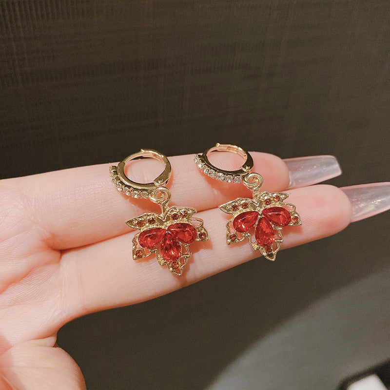 Women's Leaf Trendy Hanging High-grade Sier Needle Earrings