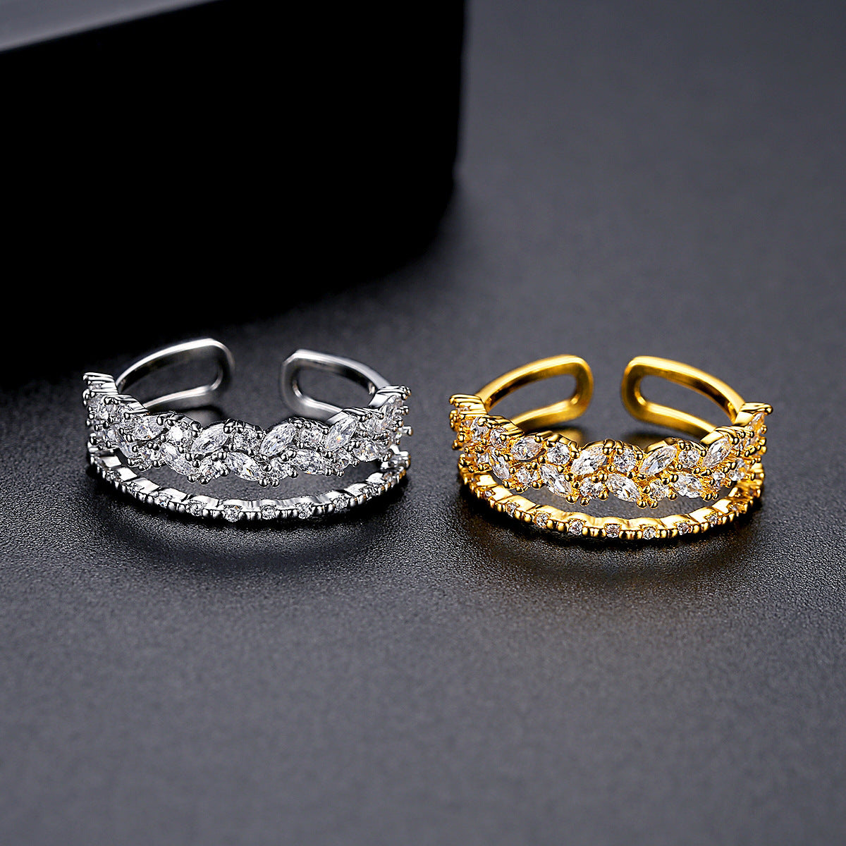 Women's Korean Style Simple Copper Inlaid Zircon Rings