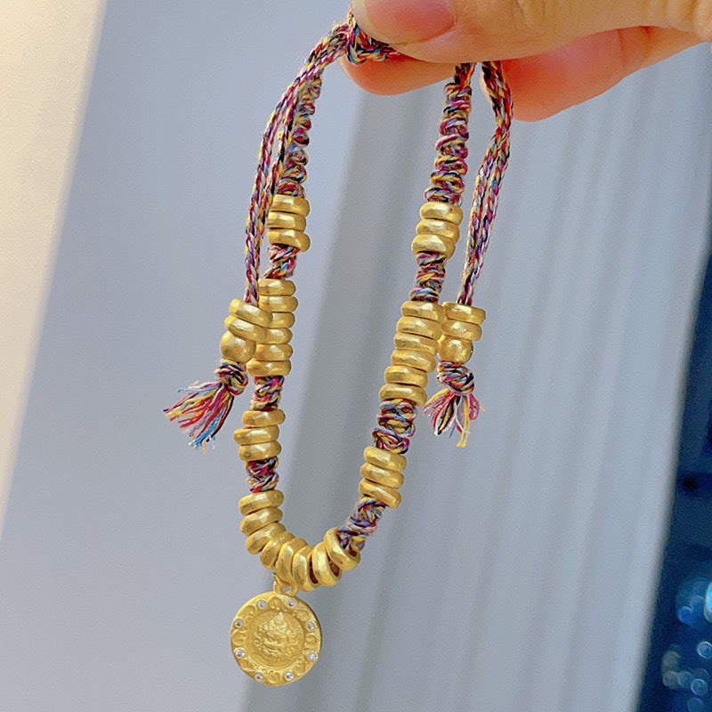 Women's & Men's Retro Ethnic Style Agate Ox Bone Rosary Bracelet