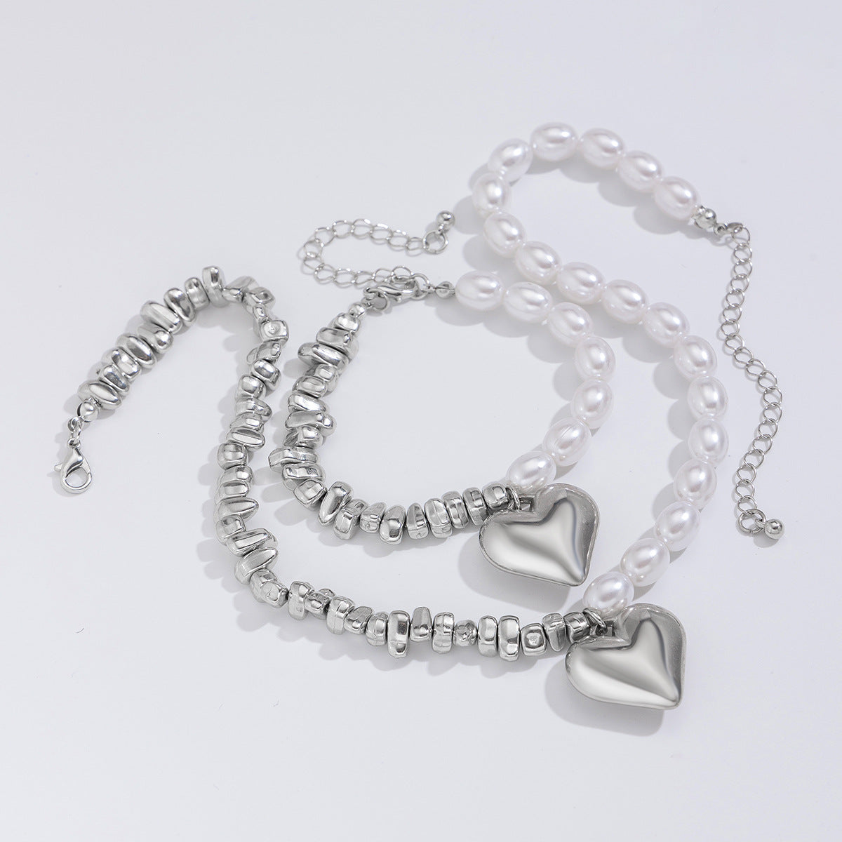 Beads Clavicle Chain Simple Heart-shaped Alloy Necklaces