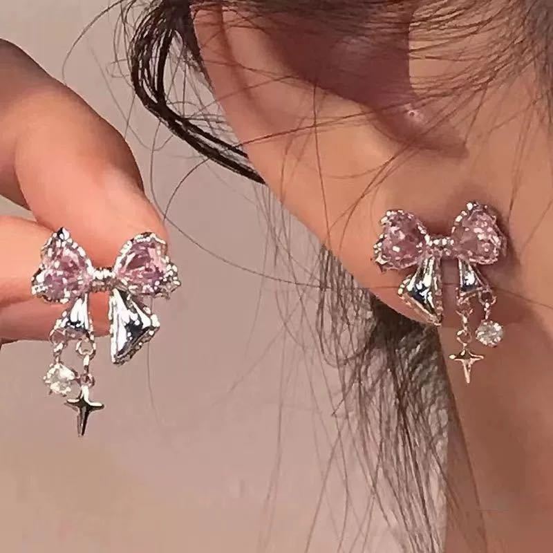 Women's Bright Bow Zircon For Niche Design Earrings