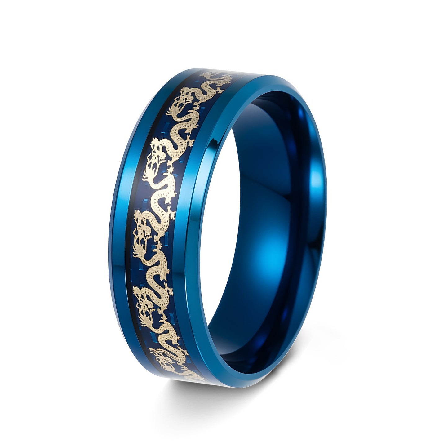 Retro High-grade Double Beveled Blue Bottom Ring