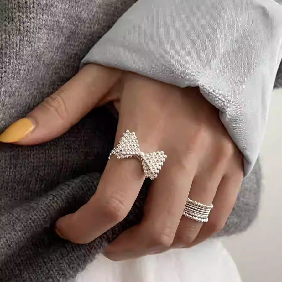 Bubble Three-dimensional Bow Female Design Tide Rings