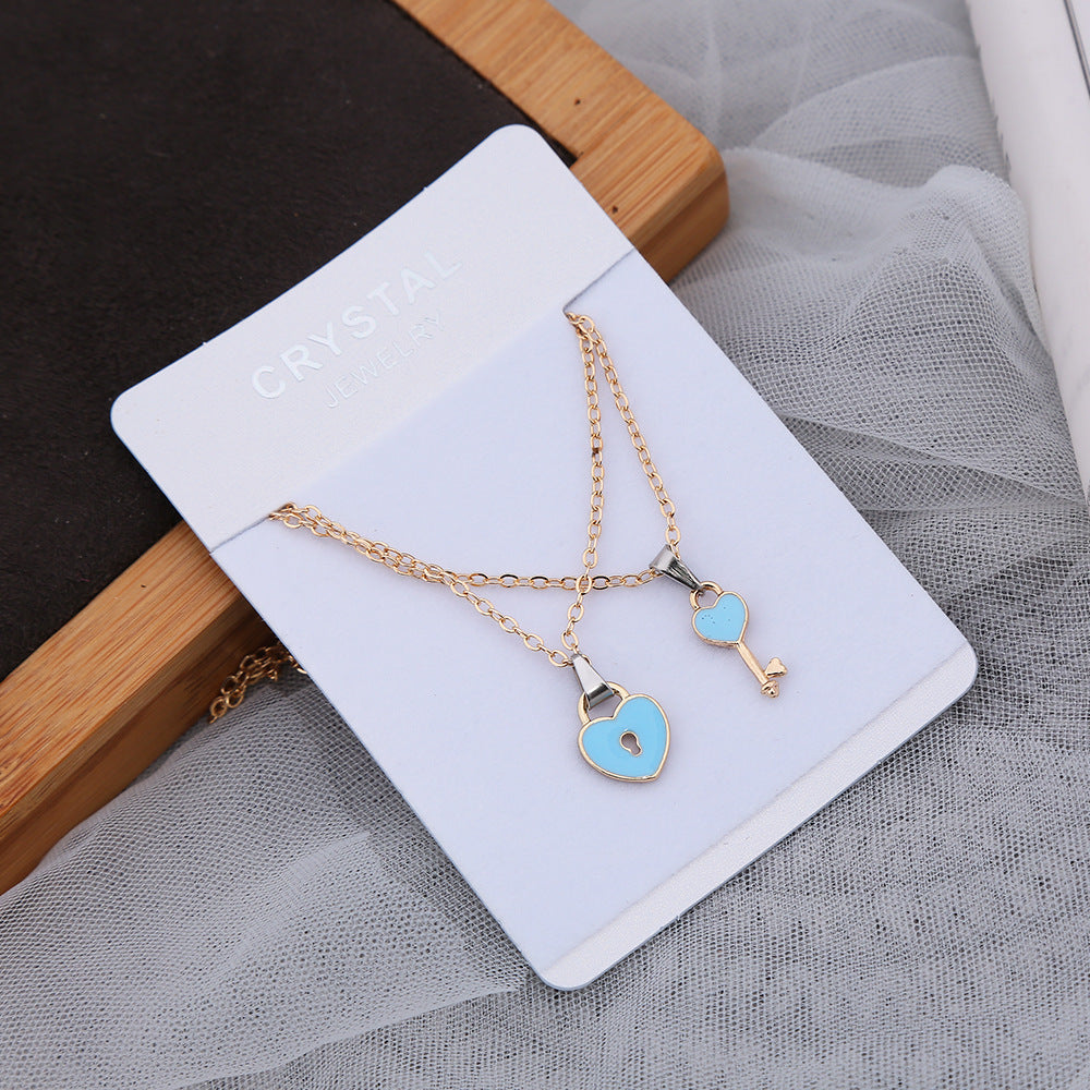Simple Fashion Small Key Lock Love Gold Necklaces