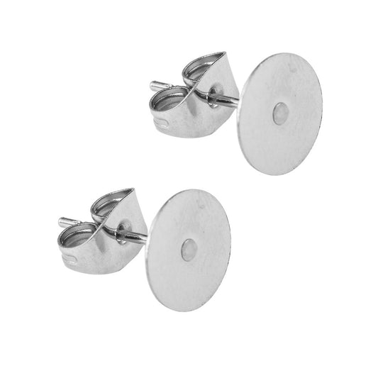 Steel Flat Auricular Needle Suit Round Earrings