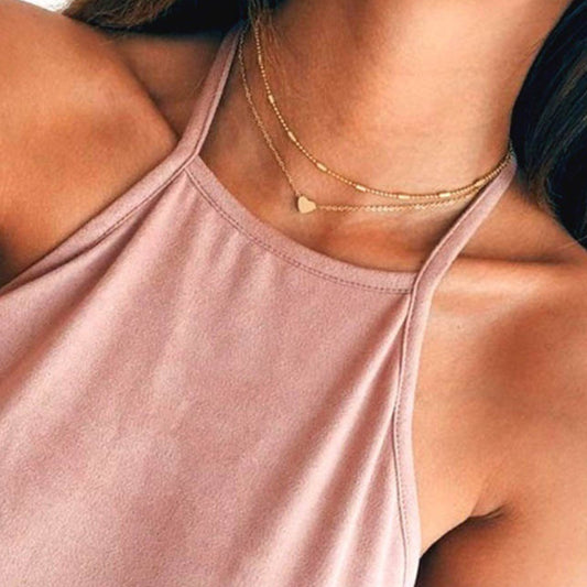 Women's Simple Trendy Street Shot Copper Peach Necklaces