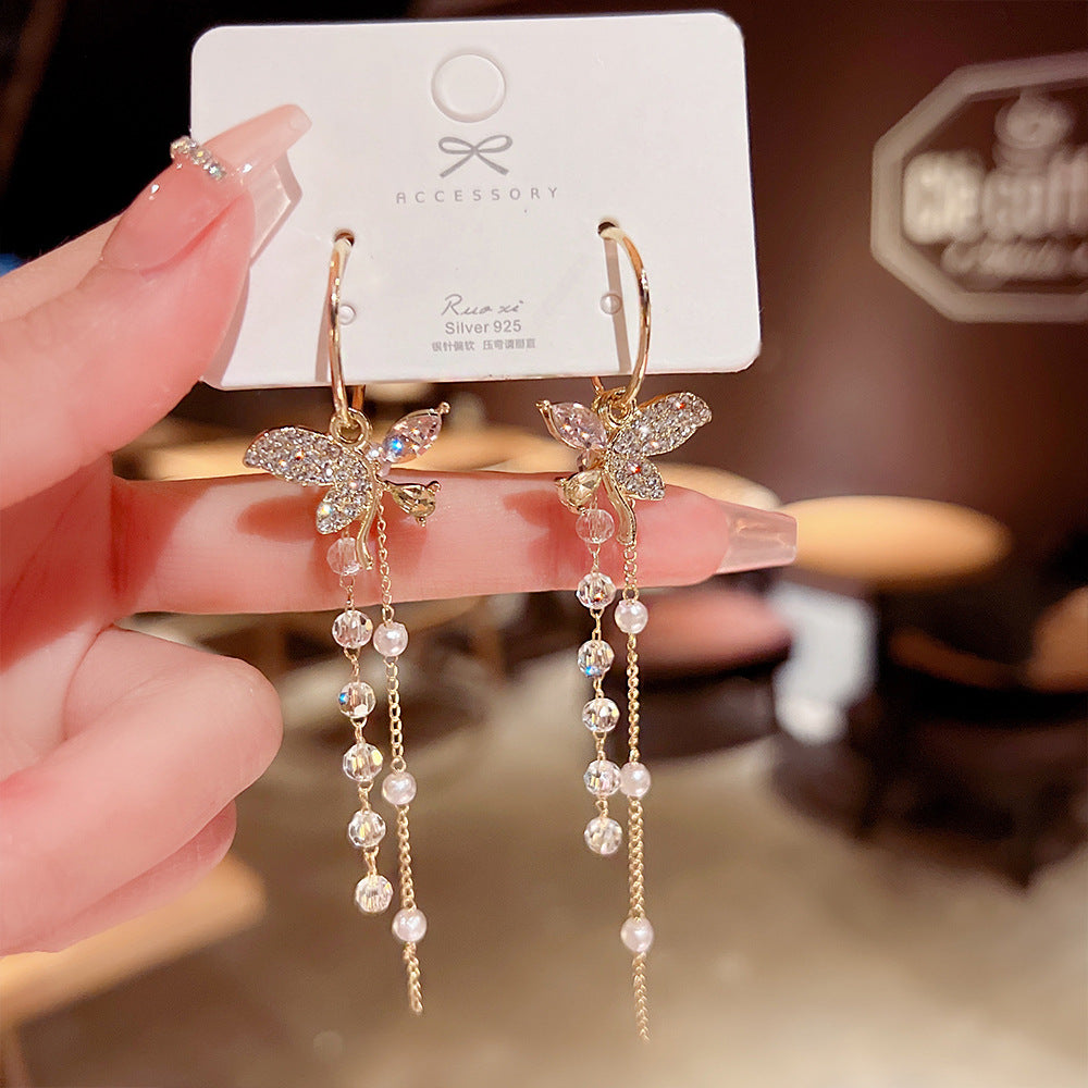Women's Vintage Tassel Diamond High-grade Ear Minority Earrings