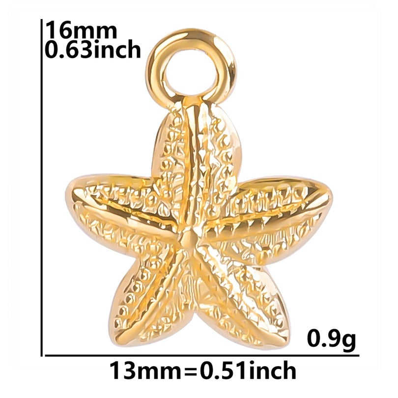 Starfish Golden Colorful Ornament Stainless Steel Pendants