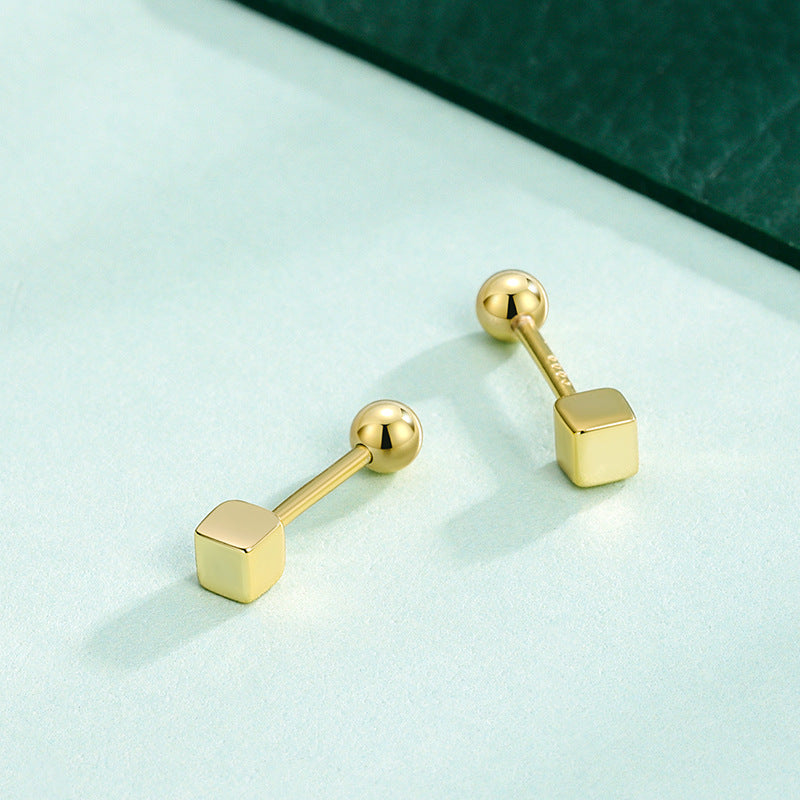 Square Screw Pin Ball Plug Tightening Earrings