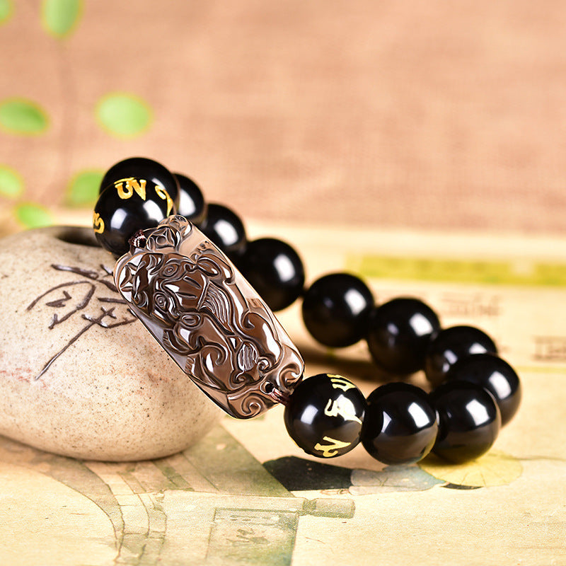 Women's & Men's Mantra Pi Icy Obsidian Double-headed Ornament Bracelets