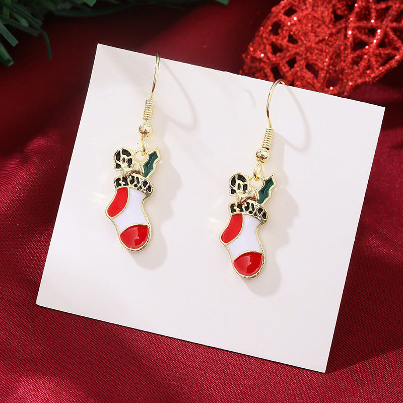 Christmas Santa Claus Snowflake Candy Cane Earrings