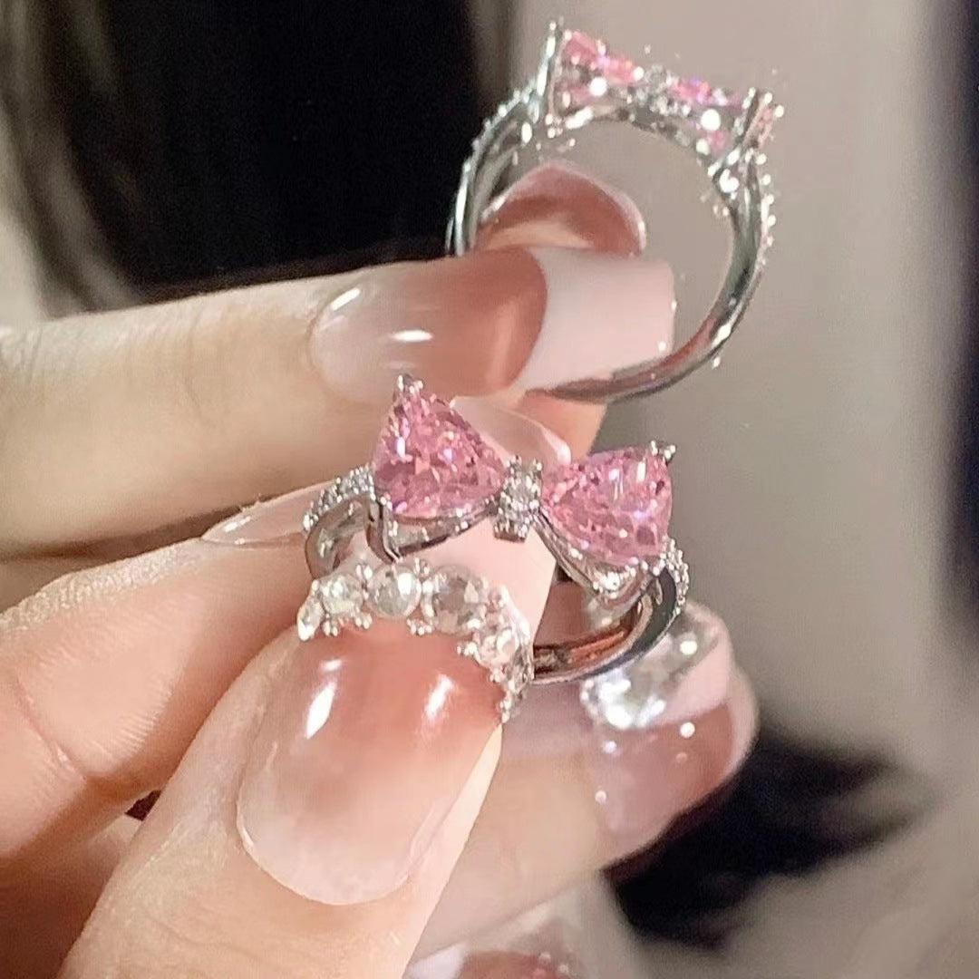 Princess's Castle Pink Bow Open Female Rings