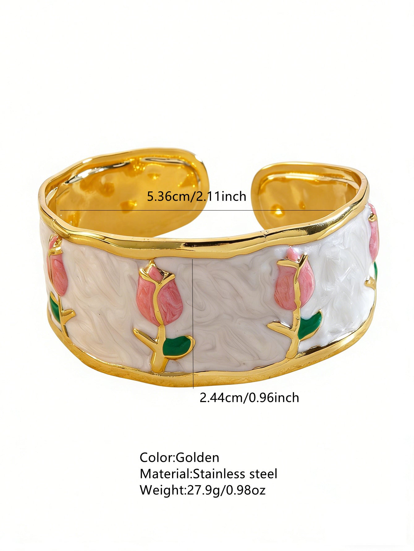 Steel Oil Dripping Cherry Special Interest Light Luxury Flowers Openings Bracelet