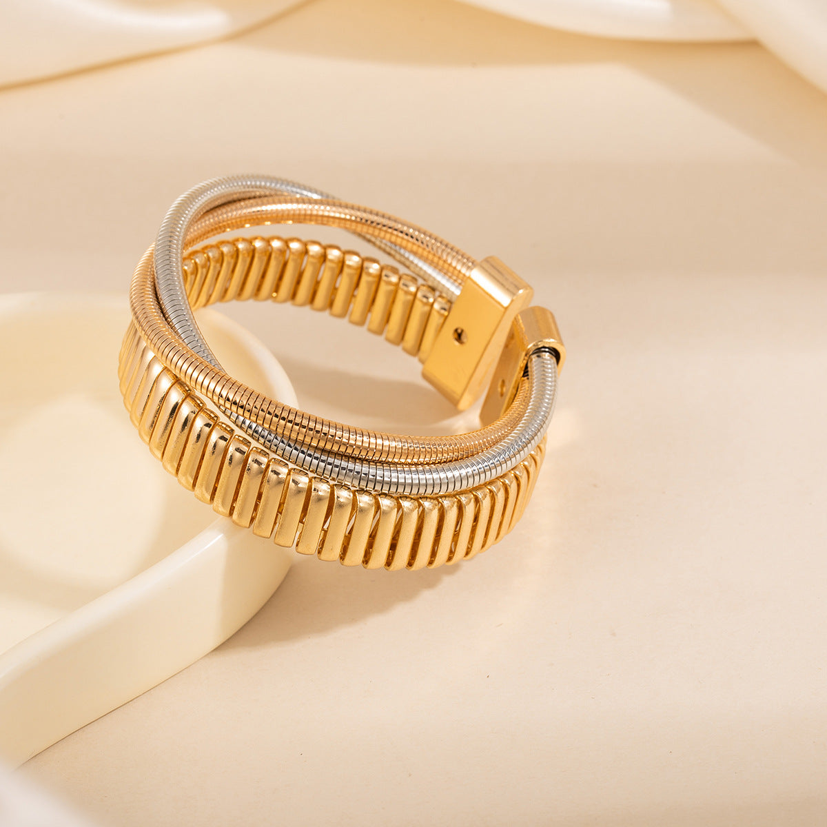 Women's Open-ended Exaggerated Personalized Winding Vertical Stripes Elastic Refreshing Bracelets