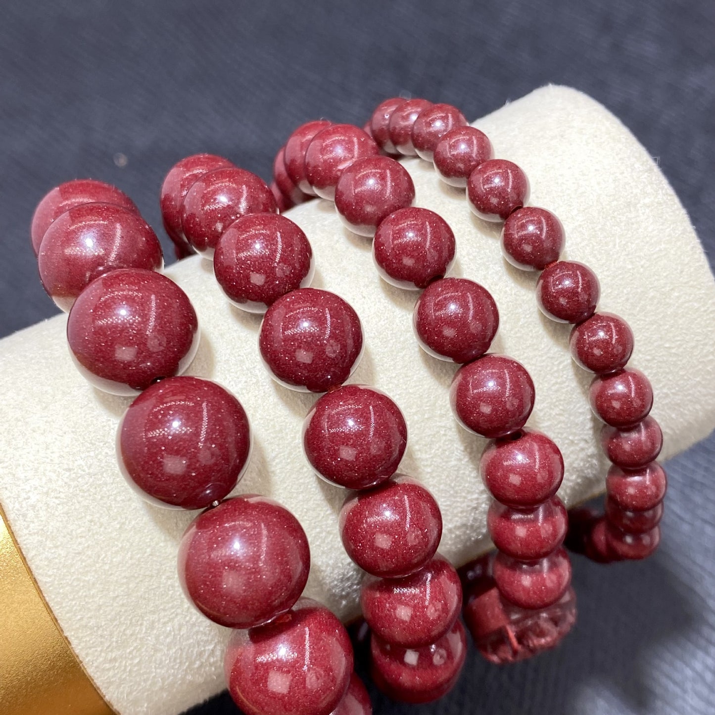 Women's & Men's Cinnabar Round Beads Chinese Style Traditional Bracelets