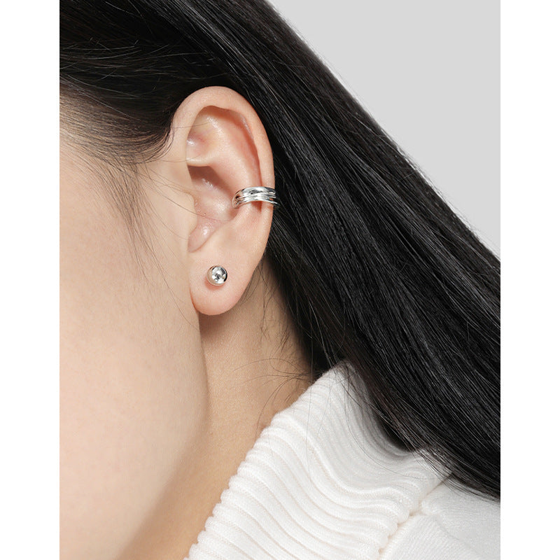 Women's & Men's Korean Style Sterling Sier Simple Glossy Earrings