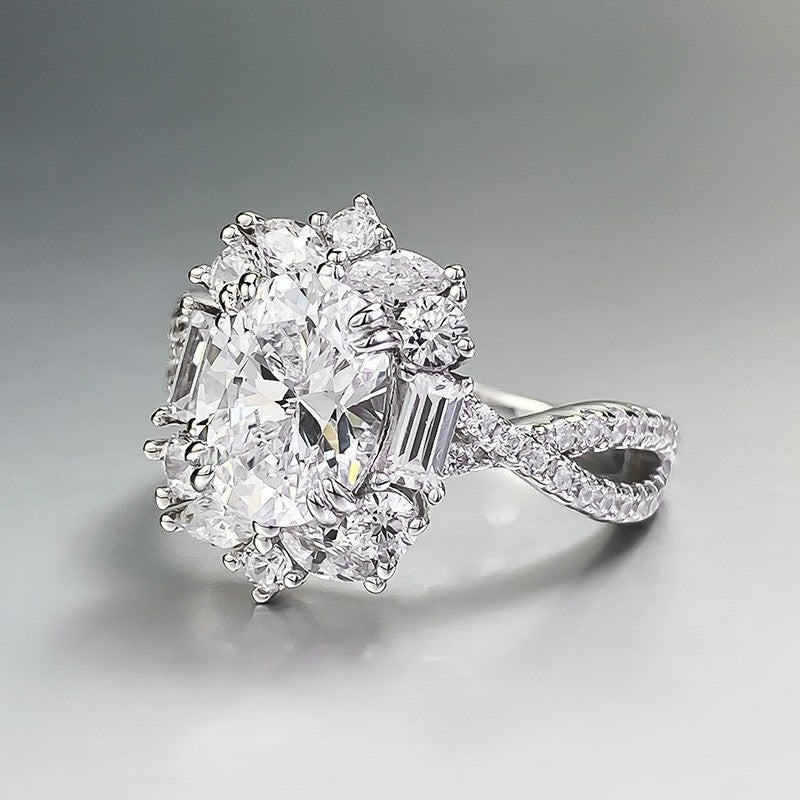 Women's Luxury Design Oval Big Diamond Carat White Ring
