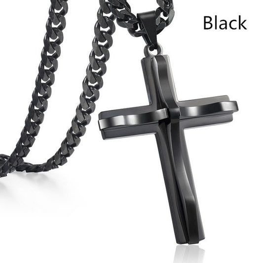Steel Double Layer Cross Fashion Unique Necklaces