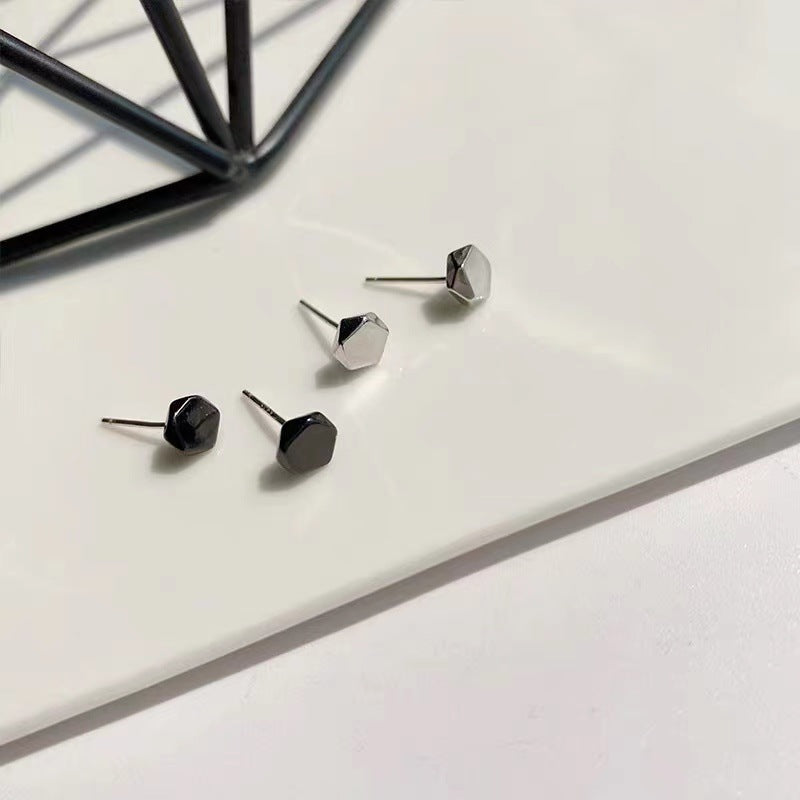 Men's Boys Black Irregular Simple High Sense Trendy Unique Earrings