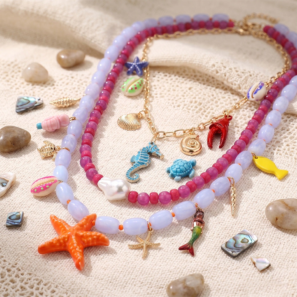 String Colorful Beads Starfish Seahorse Shell Affordable Necklaces