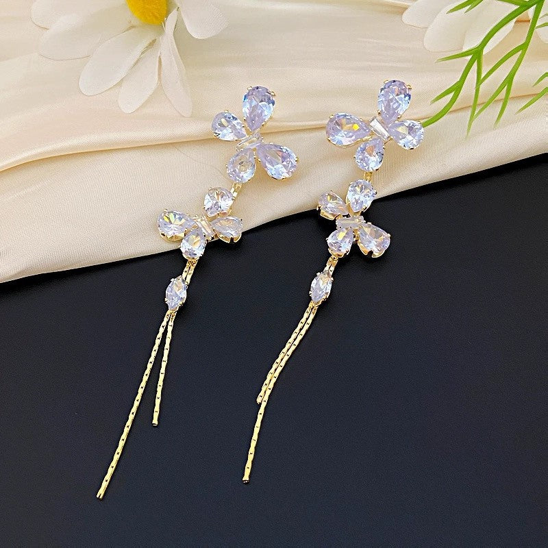 Women's Zircon Long Water Drop Zirconia Light Earrings