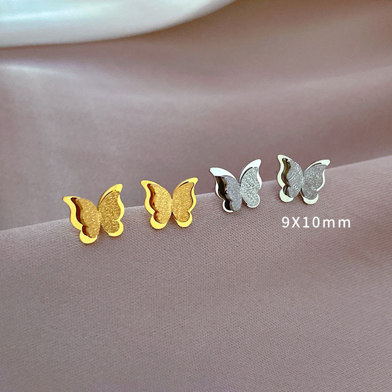 Women's & Men's Steel Butterfly Gold Foil Minimalist Cold Earrings