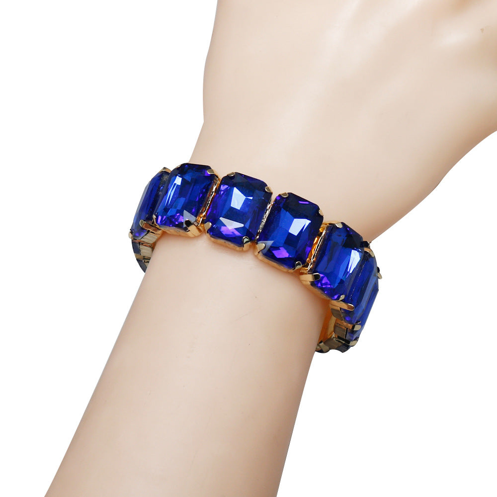 Women's Railway Fashion Geometry Pattern Gem Stretch Bracelets