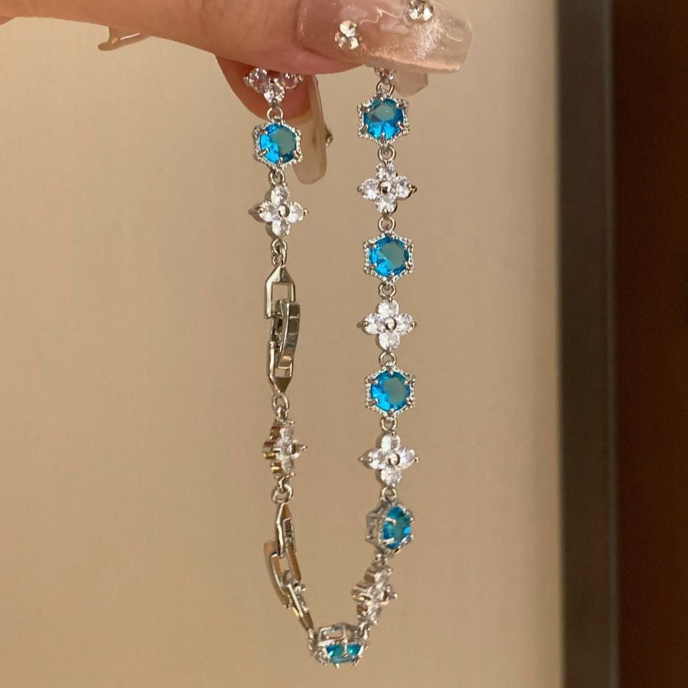 Irregular Square Flower Heart Water Drops Light Luxury High Bracelet